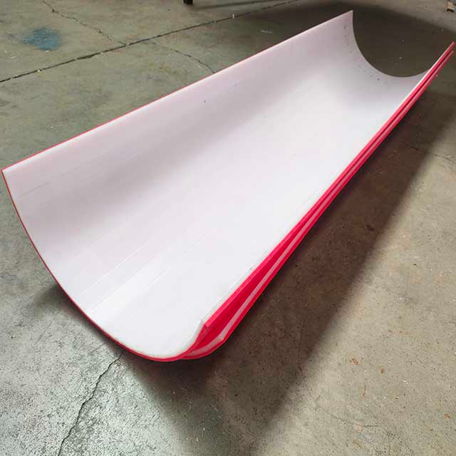 Two Color UHMWPE Liner Sheets Bend Half Circle PE1000 Conveyor Lining